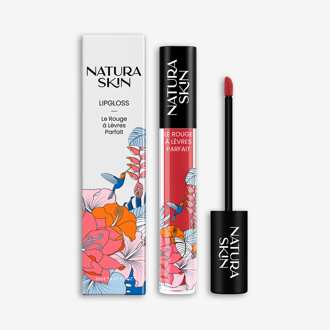 Gloss liquide corail naturel pour des lèvres lumineuses et élégantes
