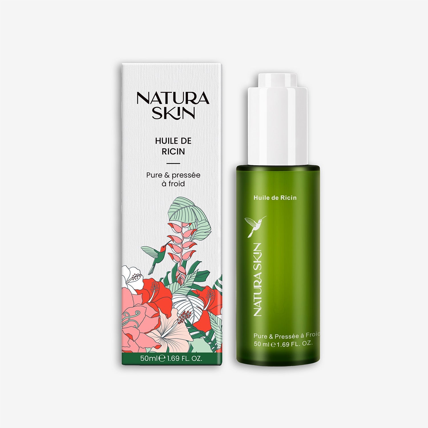 Huile de Ricin 50ml pure pressée à froid - Natura Skin - Flacon verre ambré