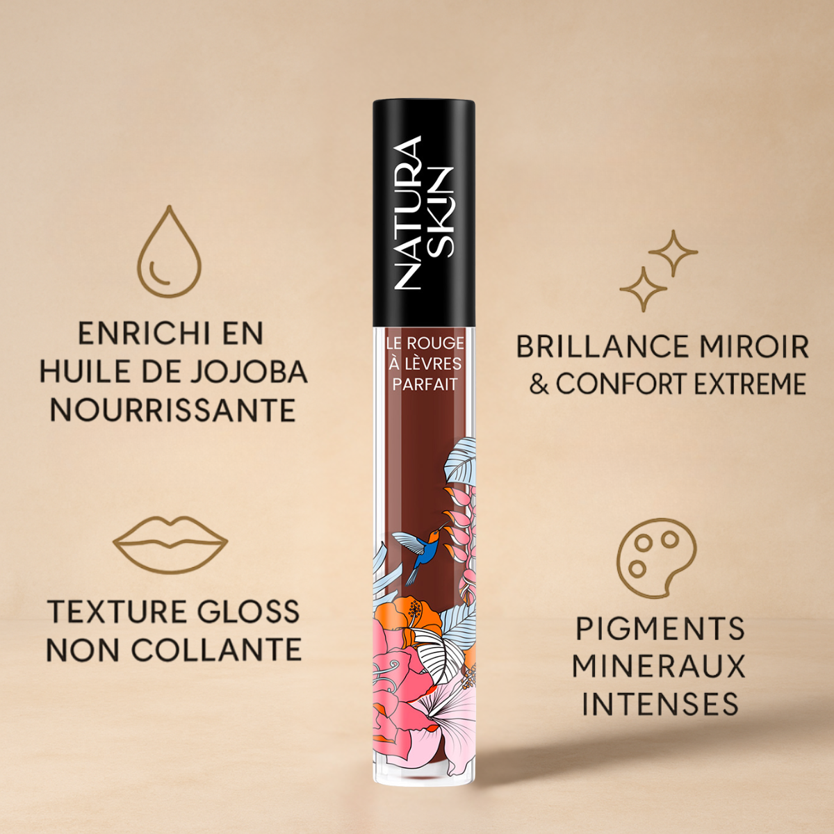 Gloss lèvres violet sombre chic au rendu éclatant