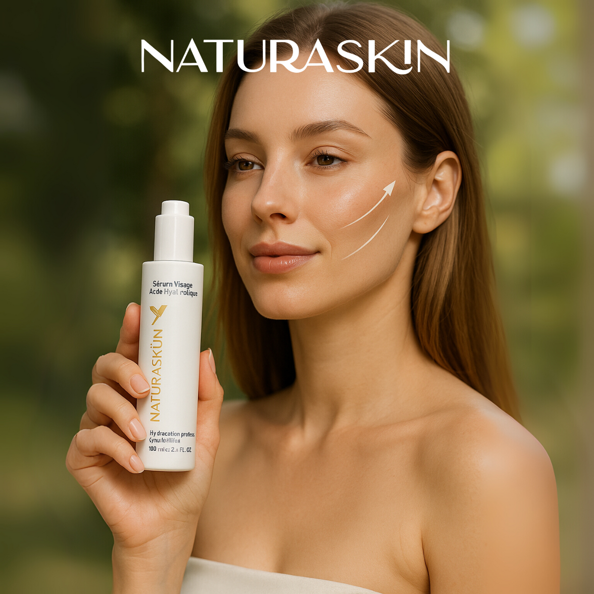 Application sérum acide hyaluronique peau propre humide