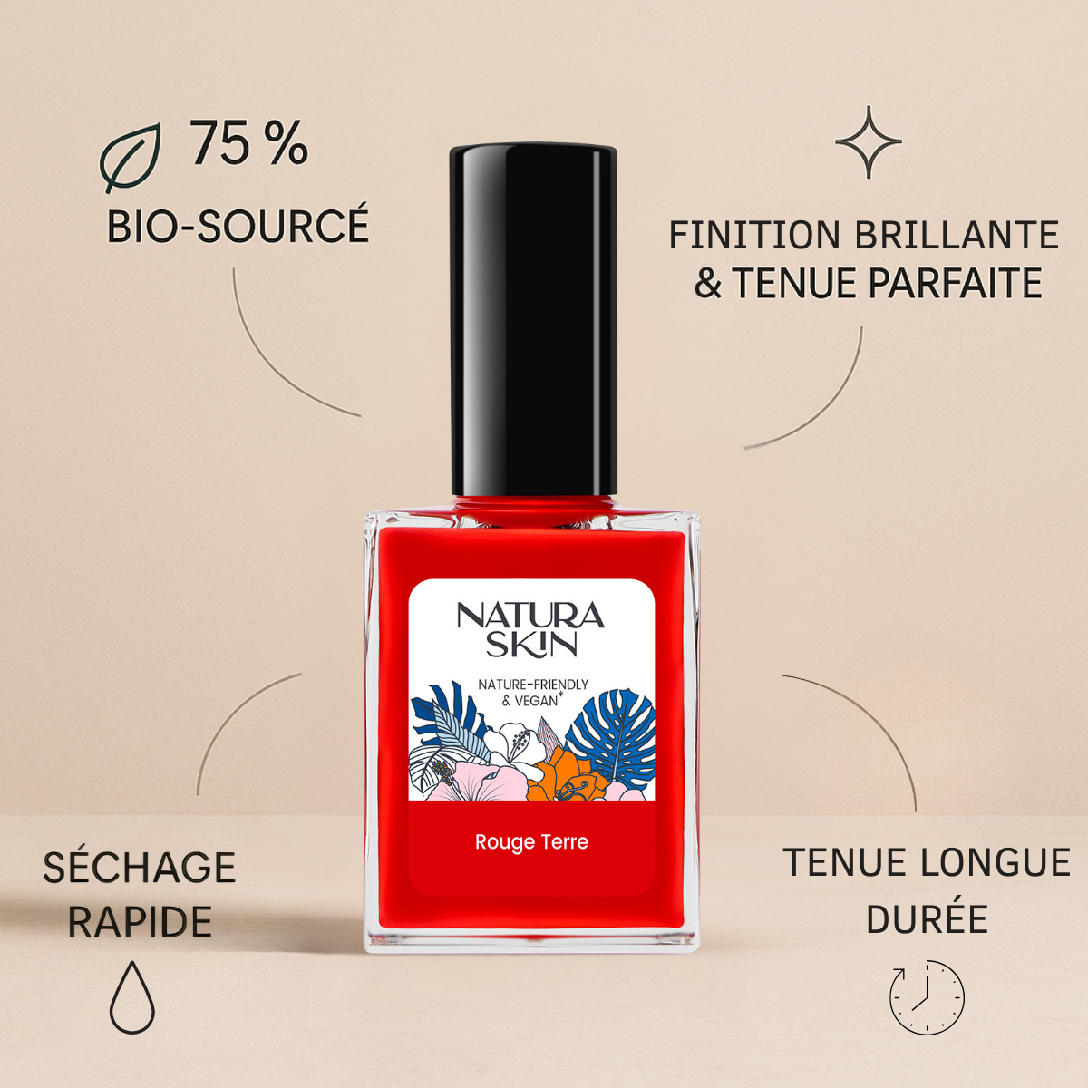 Vernis naturel bio sourcé teinte rouge chaude