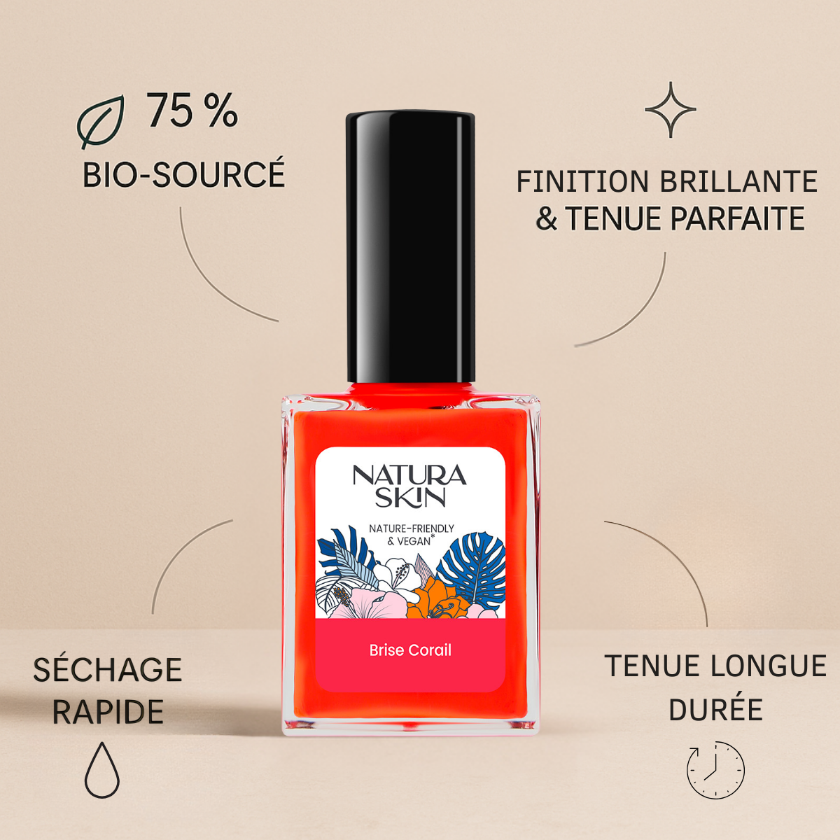 Vernis vegan brise corail longue tenue