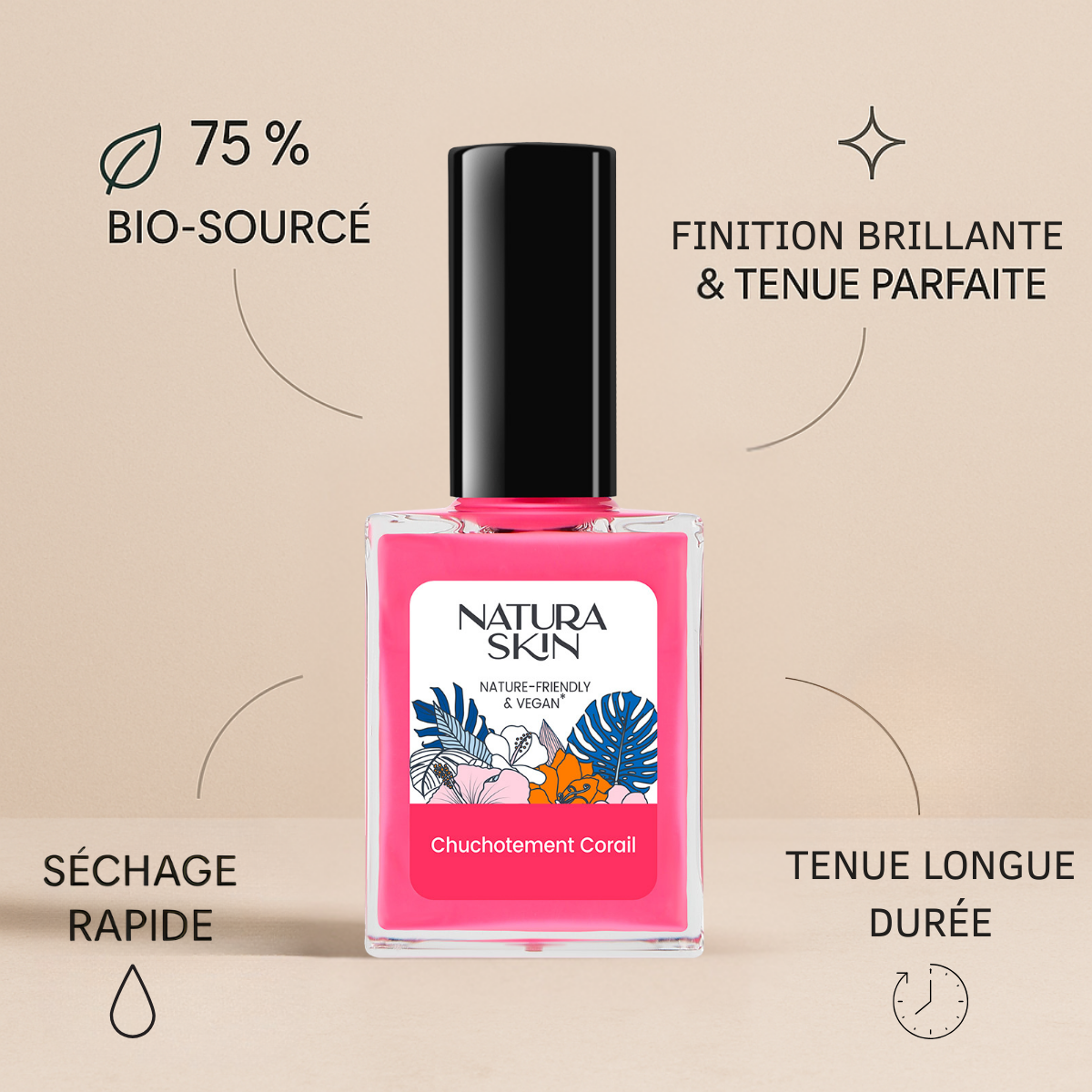 Vernis vegan chuchotement corail longue tenue