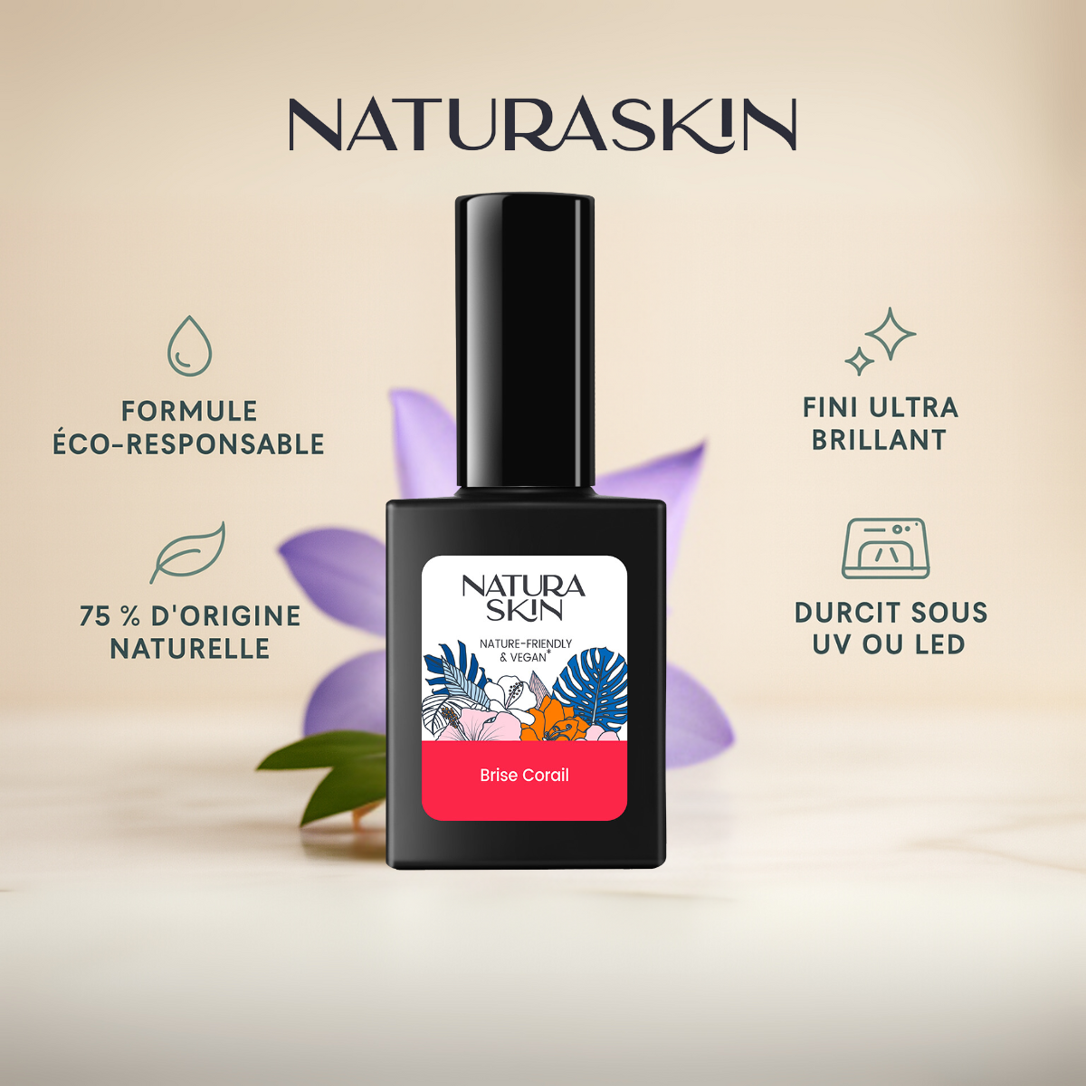 Vernis semi permanent corail vif éclatant et raffiné