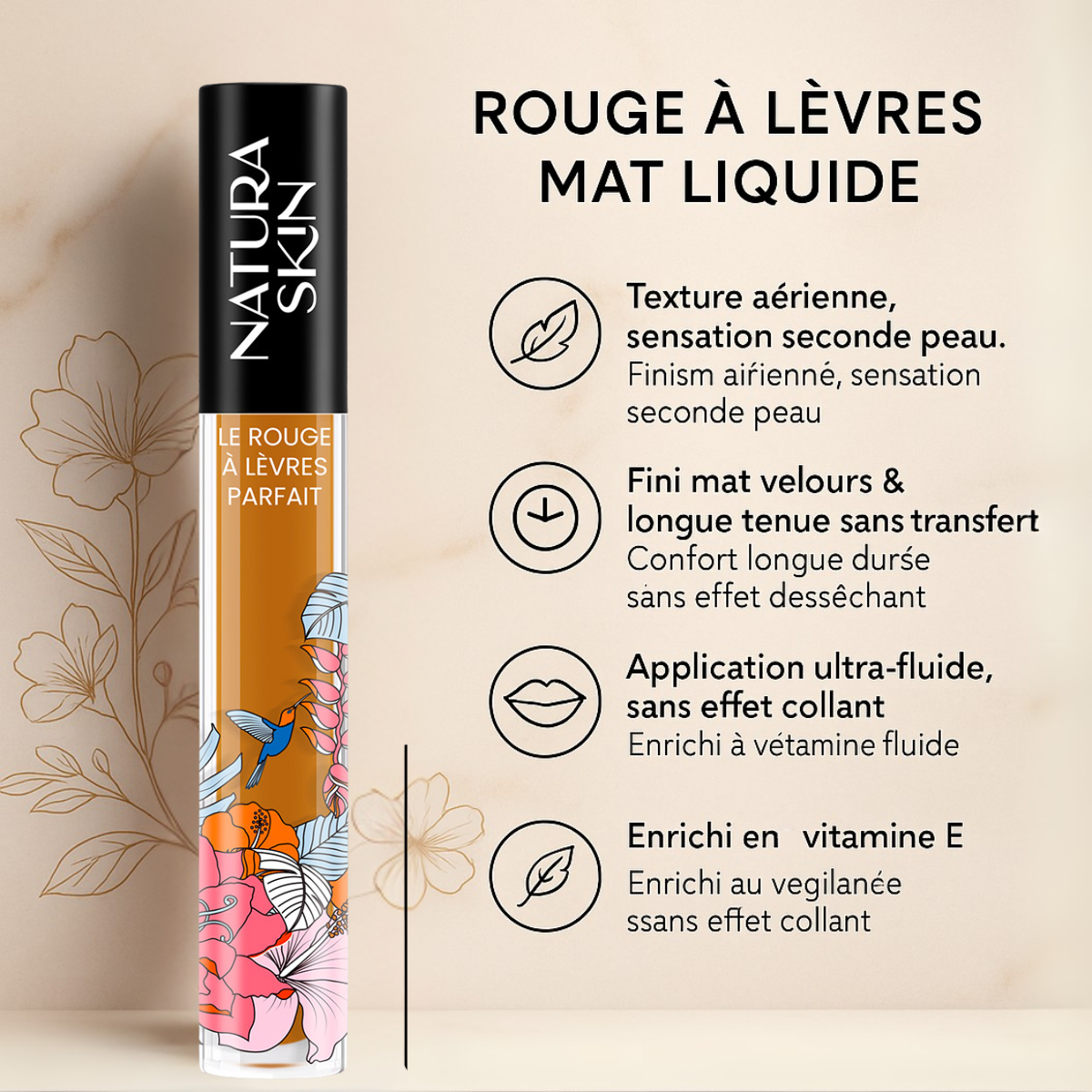 Couleur caramel doré subtile et raffinée pour les lèvres