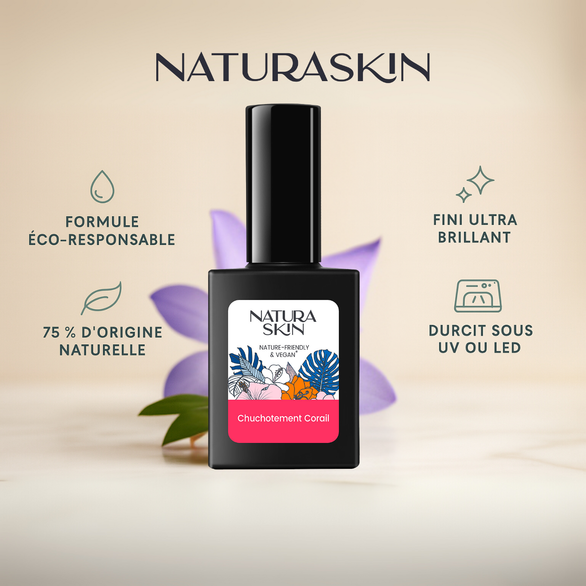 Manucure corail brillante parfaite pour les beaux jours