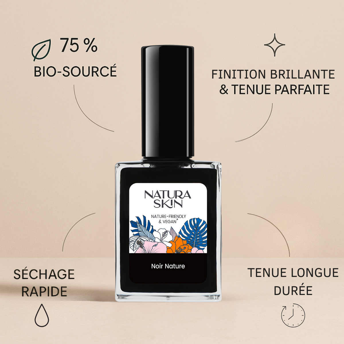 Vernis semi permanent noir classique longue tenue
